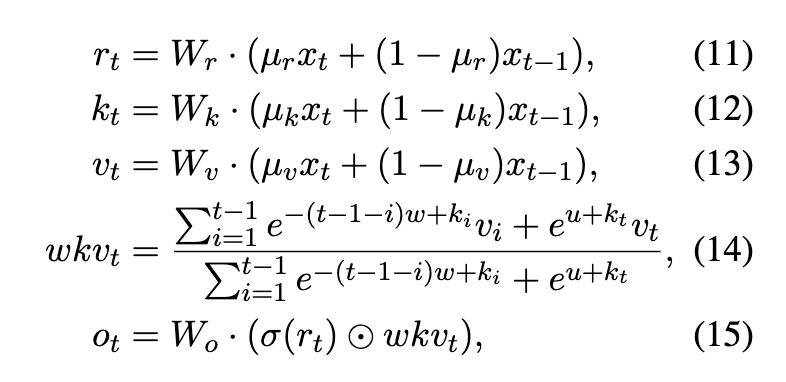RWKV Time-Mixer Formula
